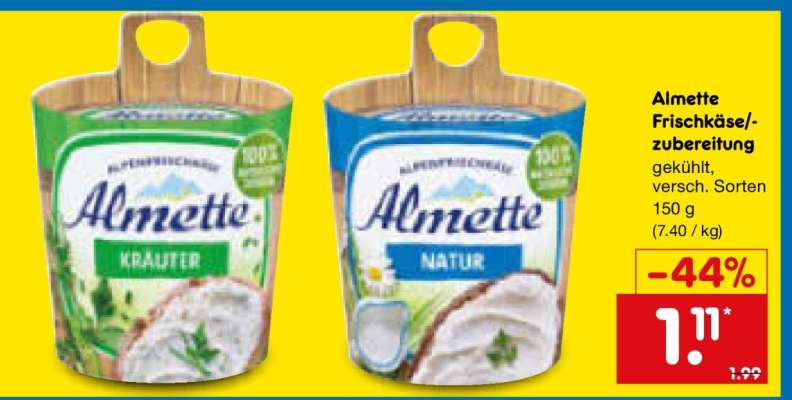 Almette Frischkäse/-Zubereitung