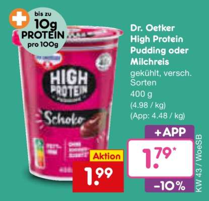 Dr. Oetker High-Protein-Pudding oder -Milchreis