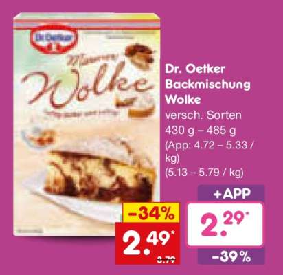 Dr. Oetker Backmischung Wolke