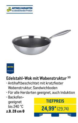 Edelstahl-Wok mit Wabenstruktur