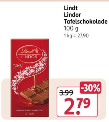 Lindt Lindor Tafelschokolade