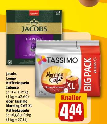 Jacobs Lungo Kaffeekapseln Intenso oder Tassimo Morning Café XL Kaffeekapseln