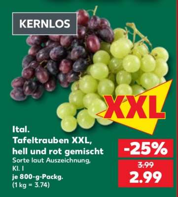 Ital. Tafeltrauben XXL, hell und rot gemischt