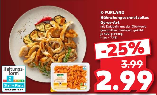 K-PURLAND Hähnchengeschnetzeltes Gyros-Art