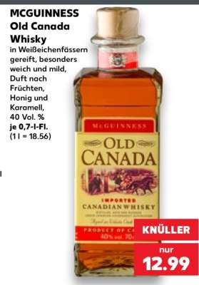 MCGUINNESS Old Canada Whisky