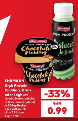 EHRMANN High Protein Pudding, Drink oder Joghurt