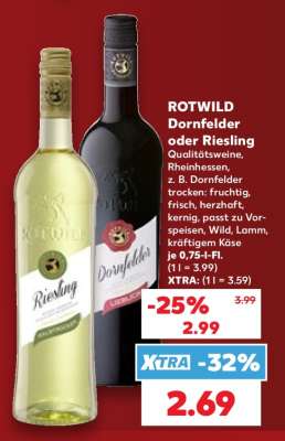 ROTWILD Dornfelder oder Riesling