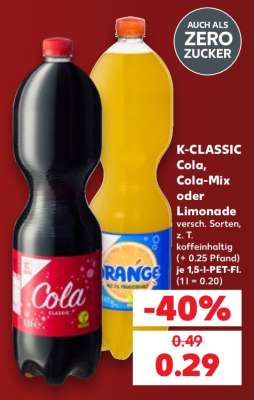 K-CLASSIC Cola, Cola-Mix oder Limonade